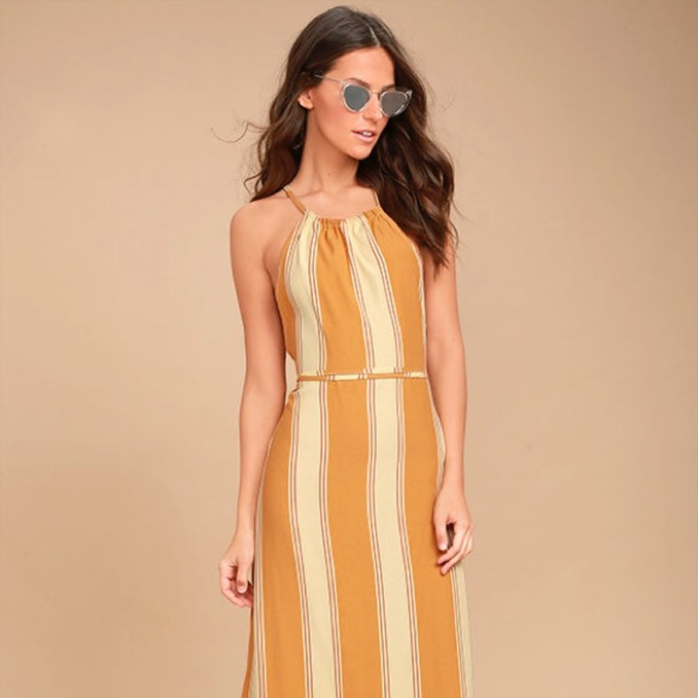 Tuscany Yellow Striped Midi Dress
